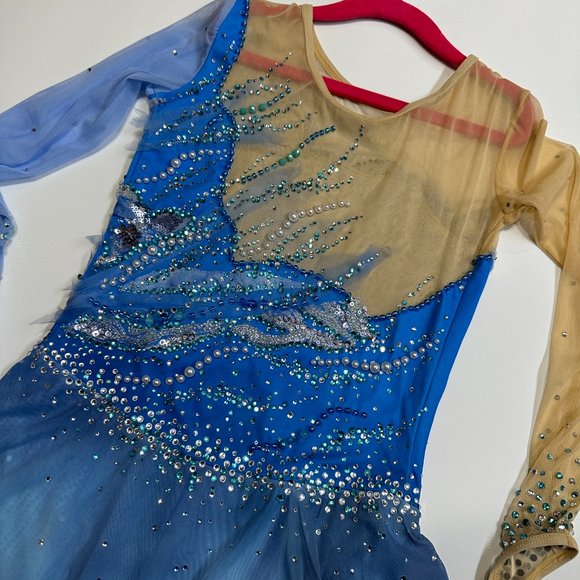 New Figure Skating Dress Size 12 (7~10T) with Hair Scrunchies - Picture 4 of 12